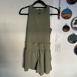 Athleta Cosmic Flutter Romper- Size Small- Shadow Olive Color